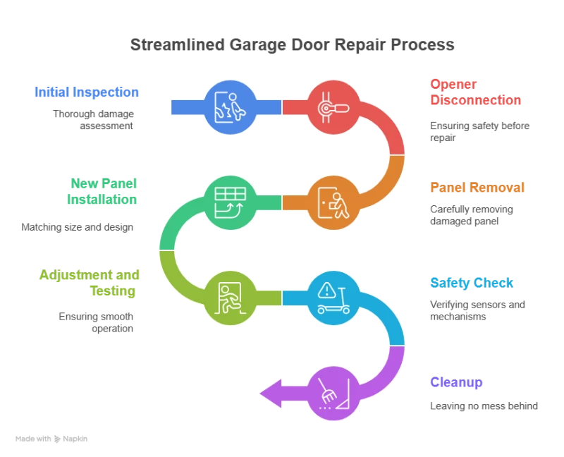 Garage Door Panel Repair in Covington Process illustrations