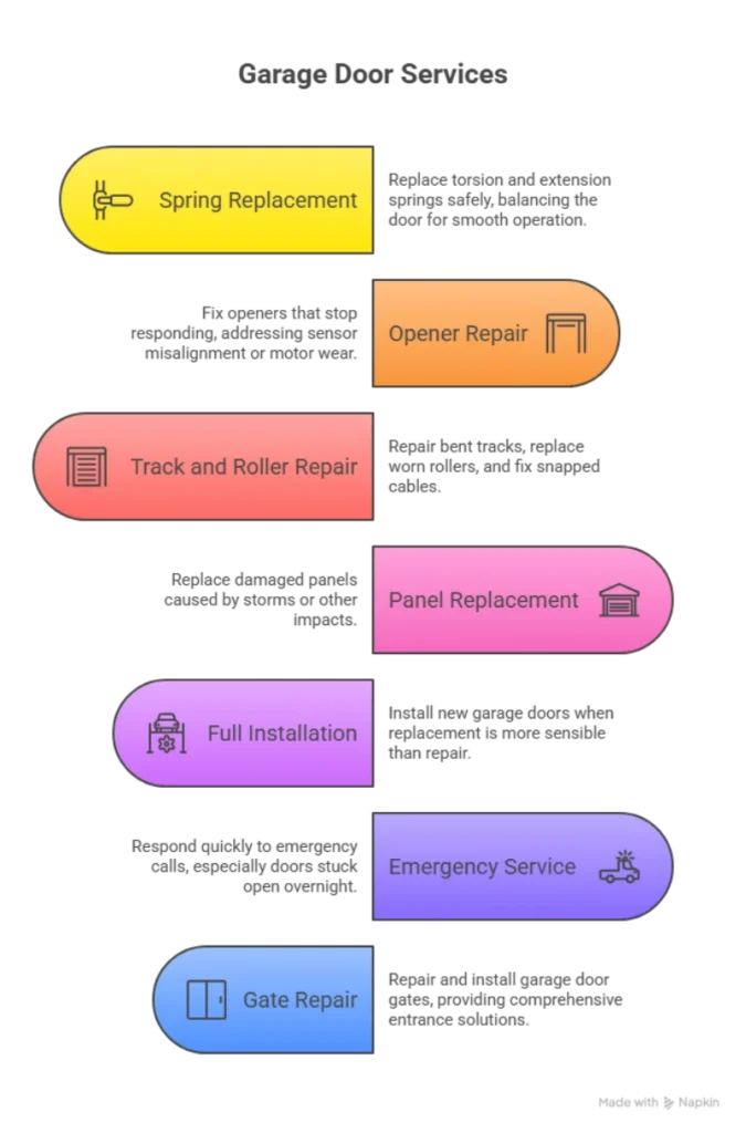 Fast Garage Door Service and Repairs We Provide Every Day in Covington infographics and illustrations