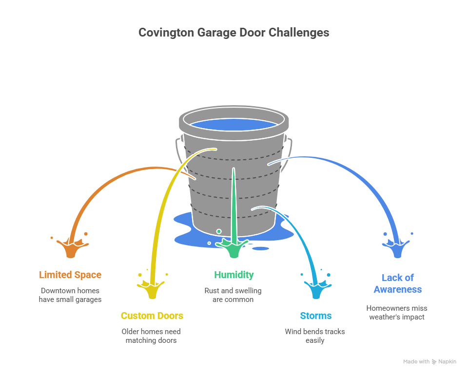 Why Covington’s Unique Challenges Matter garage door repair covington infographics and illustrations